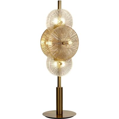 Searchlight Wagenrad Tischlampe - 6 G9 Fächer, Modern, Messing, Bernstein, Transparent Searchlight Wagenrad Tischlampe - 6 G9 Fächer, Modern, Messing, Bernstein, Transparent