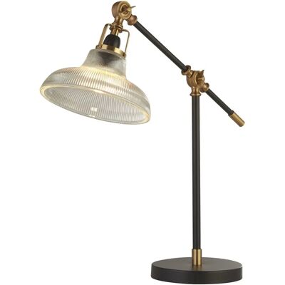Lampada da tavolo Searchlight Berwick - Nero e ottone - Vetro rigato trasparente Lampada da tavolo Searchlight Berwick - Nero e ottone - Vetro rigato trasparente