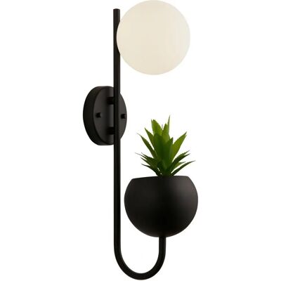 Searchlight Applique Contemporanea Lunare Acciaio Nero Vetro Bianco 1 Luce G9 - Wandleuchte Searchlight Applique Contemporanea Lunare Acciaio Nero Vetro Bianco 1 Luce G9 - Wandleuchte