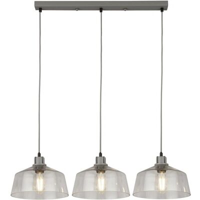 Searchlight Odeon 3-Light Grey Metal Glass Pendant - Pendant Light Searchlight Odeon 3-Light Grey Metal Glass Pendant - Pendant Light