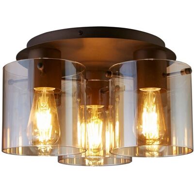 Searchlight Lighting Sweden 3-Licht Mocha Metal Amber Glas-Deckenleuchte Searchlight Lighting Sweden 3-Licht Mocha Metal Amber Glas-Deckenleuchte