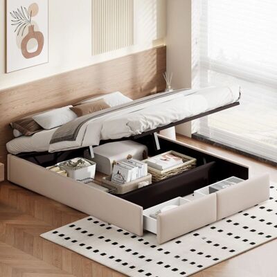 TANANT - Letto contenitore imbottito 140x200cm - sin cabecera - Bed TANANT - Letto contenitore imbottito 140x200cm - sin cabecera - Bed