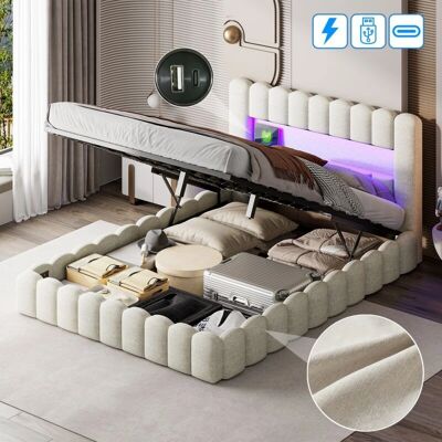 TANANT - Letto contenitore imbottito - 160x200cm - Cama TANANT - Letto contenitore imbottito - 160x200cm - Cama