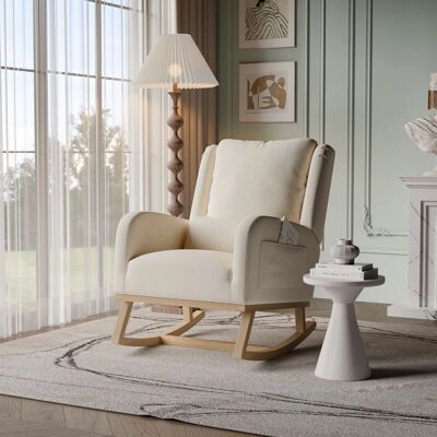 TANANT - Silla mecedora - Beige - Escandinava - Respaldo alto - Silla mecedora TANANT - Silla mecedora - Beige - Escandinava - Respaldo alto - Silla mecedora