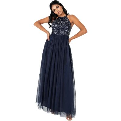 Maxi sukienka z cekinami i dekoltem typu halter - Maya Deluxe Maxi sukienka z cekinami i dekoltem typu halter - Maya Deluxe
