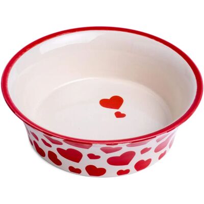 Petface Rote Herzen Schalenförmige Keramikschale für Katzen Petface Rote Herzen Schalenförmige Keramikschale für Katzen