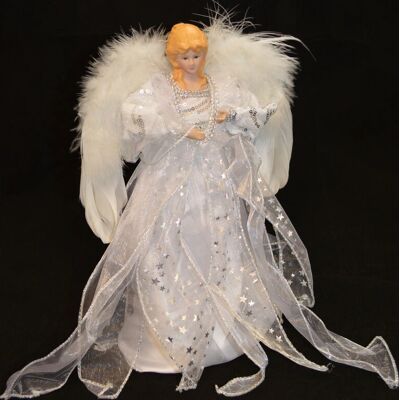 Premier - 30cm White & Silver Fairy Angel Tree Top Premier - 30cm White & Silver Fairy Angel Tree Top