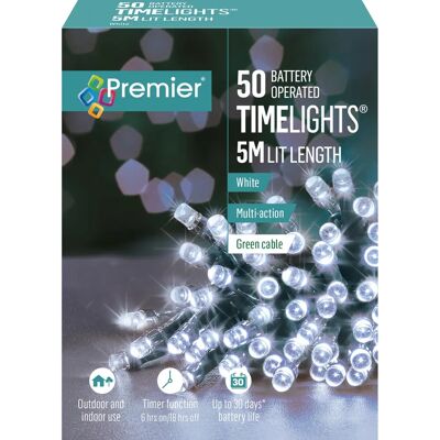 Premier Decorations White Battery-Operated Multi-Action LED Christmas Lights - 50 LEDs, Indoor & Outdoor Premier Decorations White Battery-Operated Multi-Action LED Christmas Lights - 50 LEDs, Indoor & Outdoor