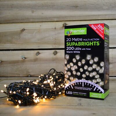 Premier Decorations Premier 200 LED SupaBrights Christmas Lights - Warm White Premier Decorations Premier 200 LED SupaBrights Christmas Lights - Warm White