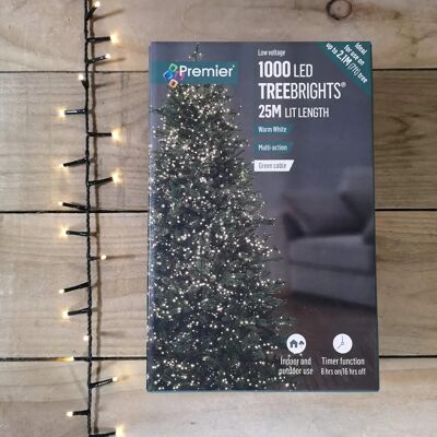 Premier Decorations Warm White 1000 LED Christmas Lights with Timer - 25m Premier Decorations Warm White 1000 LED Christmas Lights with Timer - 25m
