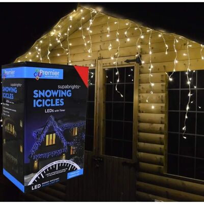 Premier Snowing Icicles - 8.8m Warm White LED Christmas Lights Premier Snowing Icicles - 8.8m Warm White LED Christmas Lights