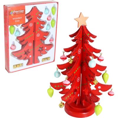 Premier - 25cm Sapin de Noël en bois - Ornements - Rouge - Sapin de Noël - Publicité Premier - 25cm Sapin de Noël en bois - Ornements - Rouge - Sapin de Noël - Publicité