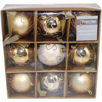 Décoration de Noël Premier Decorations - Or - 80mm - Pack de 9 - Publicité Décoration de Noël Premier Decorations - Or - 80mm - Pack de 9 - Publicité