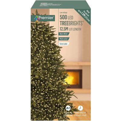 Premier Decorations 500 LED Christmas Tree Brights Timer Lights Multi Action - Warm White Premier Decorations 500 LED Christmas Tree Brights Timer Lights Multi Action - Warm White