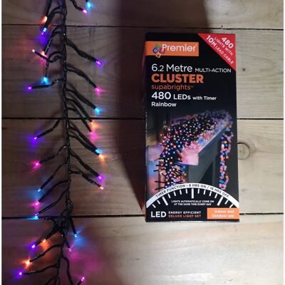 Premier Christmas String Lights - 480 LED Multi-Action 6.2m Rainbow Premier Christmas String Lights - 480 LED Multi-Action 6.2m Rainbow
