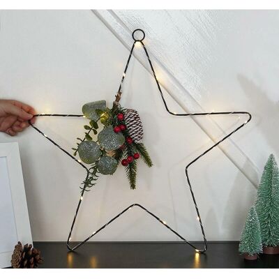 Premier - 50cm LED Star - Red Berry - Christmas Decoration Premier - 50cm LED Star - Red Berry - Christmas Decoration