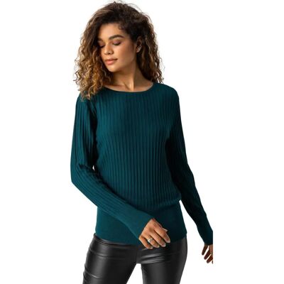 Roman Originals UK Emerald Ribbed Jumper - 10 - Jumper Roman Originals UK Emerald Ribbed Jumper - 10 - Jumper