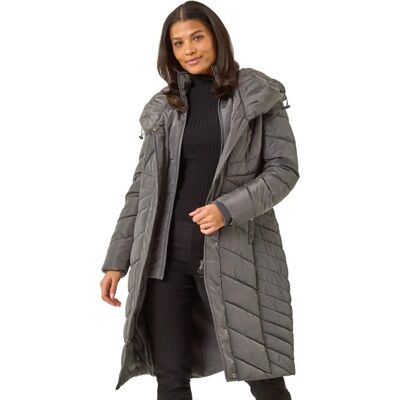Roman Charcoal Hooded Quilted Coat - Size 20 - Coat Roman Charcoal Hooded Quilted Coat - Size 20 - Coat