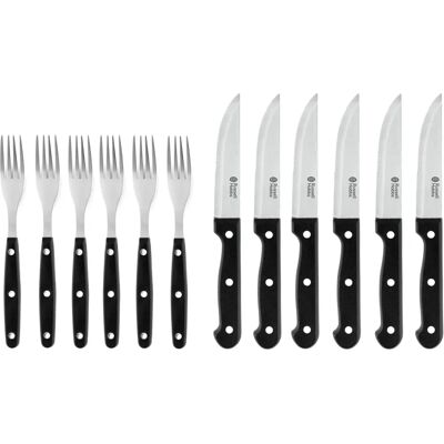 Russell Hobbs RH000431EU Steak Messer- und Gabelset - 12 Stück, Schwarz Russell Hobbs RH000431EU Steak Messer- und Gabelset - 12 Stück, Schwarz