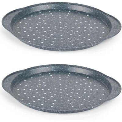 Russell Hobbs Nightfall Stone Pizza Trays - Set of 2 Round 14.5" Pizza Pans Russell Hobbs Nightfall Stone Pizza Trays - Set of 2 Round 14.5" Pizza Pans