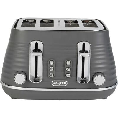 Salter 4-Slice Wide Slot Toaster Ripple Grey - Toaster Salter 4-Slice Wide Slot Toaster Ripple Grey - Toaster