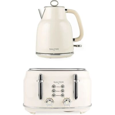 Salter Cream Retro Kettle & Toaster Set - Kitchen Appliance Salter Cream Retro Kettle & Toaster Set - Kitchen Appliance