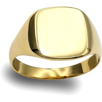 Jewelco London Men's Solid 9ct Yellow Gold Square Cushion Signet Ring Jewelco London Men's Solid 9ct Yellow Gold Square Cushion Signet Ring