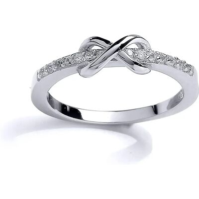Jewelco London Girls Sterling Silver Cubic Zirconia Kiss Crossover Infinity Ring Jewelco London Girls Sterling Silver Cubic Zirconia Kiss Crossover Infinity Ring