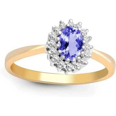 Jewelco London 9ct Gold H I2 0.12ct Diamond Lilac Tanzanite Cluster Ring - Ring Jewelco London 9ct Gold H I2 0.12ct Diamond Lilac Tanzanite Cluster Ring - Ring