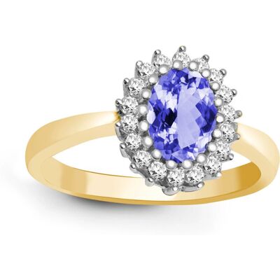 Jewelco London 9ct Gold Lilac Tanzanite Cluster Ring - Ring Jewelco London 9ct Gold Lilac Tanzanite Cluster Ring - Ring
