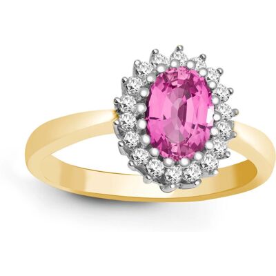 Jewelco London 9ct Gold Pink Sapphire Cluster Ring - Ring Jewelco London 9ct Gold Pink Sapphire Cluster Ring - Ring