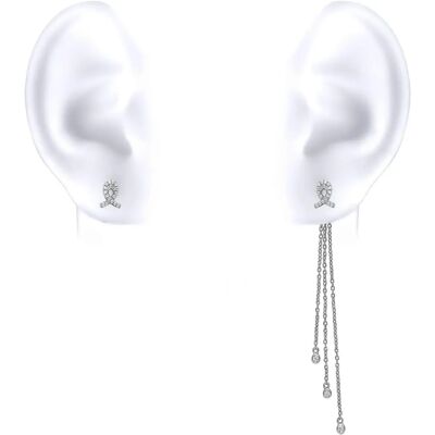 Jewelco London GVE657 Rhodium Silver Cubic Zirconia Drop Earrings - Earrings Jewelco London GVE657 Rhodium Silver Cubic Zirconia Drop Earrings - Earrings