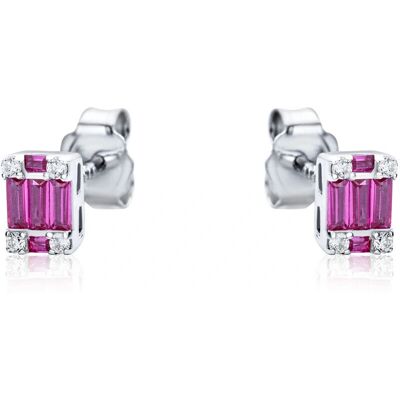 Jewelco London Rhodium Silver Red CZ Illusion Solitaire Cluster Stud Earrings - RE42794RB Jewelco London Rhodium Silver Red CZ Illusion Solitaire Cluster Stud Earrings - RE42794RB