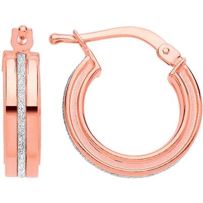 Jewelco London Rose Gold Square Tube Moondust Hoop Earrings - Earrings Jewelco London Rose Gold Square Tube Moondust Hoop Earrings - Earrings