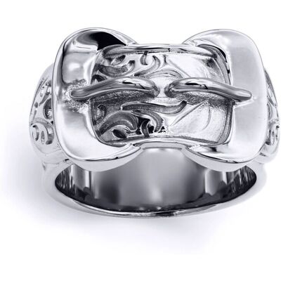 Jewelco London Ring - Sterling Silver Double Buckle - 11mm Jewelco London Ring - Sterling Silver Double Buckle - 11mm