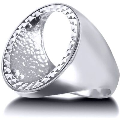 Jewelco London Men's Solid 925 Silver Domed Full Sovereign Mount Ring - Ring Jewelco London Men's Solid 925 Silver Domed Full Sovereign Mount Ring - Ring