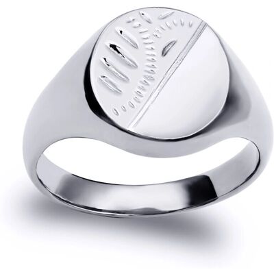 Jewelco London Solid Rhodium-plated 925 Sterling Silver Diamond Cut Signet Ring - Ring Jewelco London Solid Rhodium-plated 925 Sterling Silver Diamond Cut Signet Ring - Ring