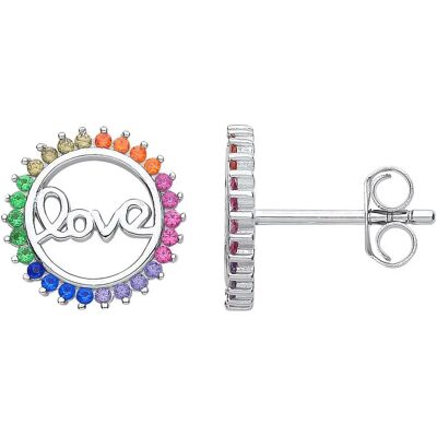 Jewelco London Rainbow Zirconia Coral Earrings - Earrings Jewelco London Rainbow Zirconia Coral Earrings - Earrings
