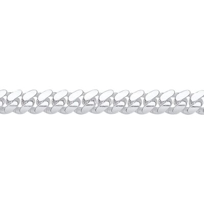Jewelco London Unisex Rhodium Plated Sterling Silver Miami Cuban Court Curb Link Chain Necklace - 7mm White Jewelco London Unisex Rhodium Plated Sterling Silver Miami Cuban Court Curb Link Chain Necklace - 7mm White
