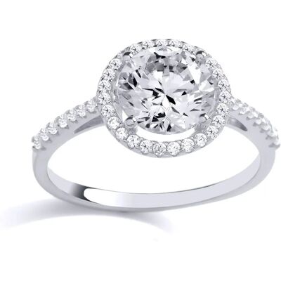 Jewelco London Sterling Silver CZ Round Halo Solitaire Engagement Ring - GVR8 Jewelco London Sterling Silver CZ Round Halo Solitaire Engagement Ring - GVR8