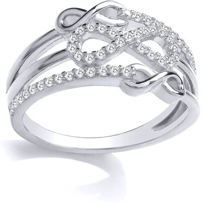 Jewelco London Sterling Silver CZ Split Triple Infinity Stacker Ring Jewelco London Sterling Silver CZ Split Triple Infinity Stacker Ring