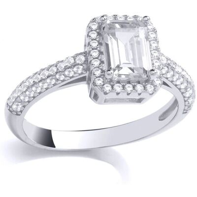 Jewelco London Sterling Silver Emerald CZ Engagement Ring Jewelco London Sterling Silver Emerald CZ Engagement Ring