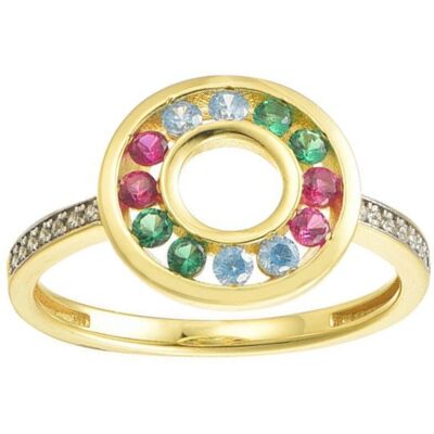 Jewelco London 14k Gold-Plated Silver RGB Shoulder Channel Set Ring - Ring Jewelco London 14k Gold-Plated Silver RGB Shoulder Channel Set Ring - Ring