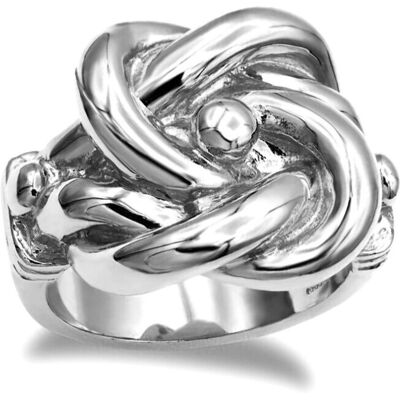 Jewelco London Rhodium Silver Square Double Love Knot Ring - Ring Jewelco London Rhodium Silver Square Double Love Knot Ring - Ring