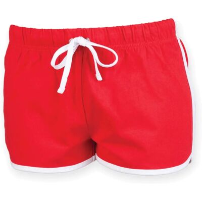 Skinnifit Womens Retro Training Shorts - Fitness - Red/White Skinnifit Womens Retro Training Shorts - Fitness - Red/White