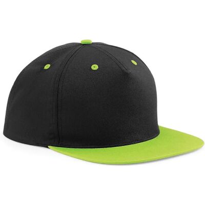 Beechfield Unisexe Noir/Vert Citron 5 Panneaux Contraste Snapback Casquette - Casquette Beechfield Unisexe Noir/Vert Citron 5 Panneaux Contraste Snapback Casquette - Casquette