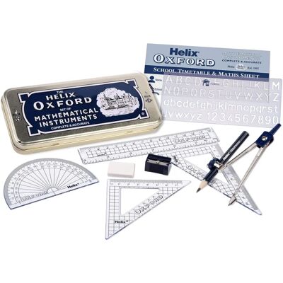 Ensemble de Mathématiques Helix Oxford avec Boîte de Rangement - Édition Limitée - Publicité Ensemble de Mathématiques Helix Oxford avec Boîte de Rangement - Édition Limitée - Publicité
