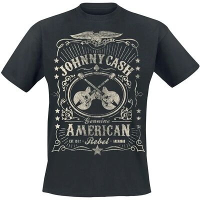 Johnny Cash American Rebel T-Shirt - Kurzarm - Schwarz - Reguläre Passform - Rundhals Johnny Cash American Rebel T-Shirt - Kurzarm - Schwarz - Reguläre Passform - Rundhals