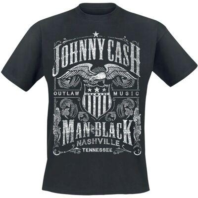 Johnny Cash Outlaw Music Musta T-Paita - Lyhythihainen - Tavanomainen istuvuus Johnny Cash Outlaw Music Musta T-Paita - Lyhythihainen - Tavanomainen istuvuus