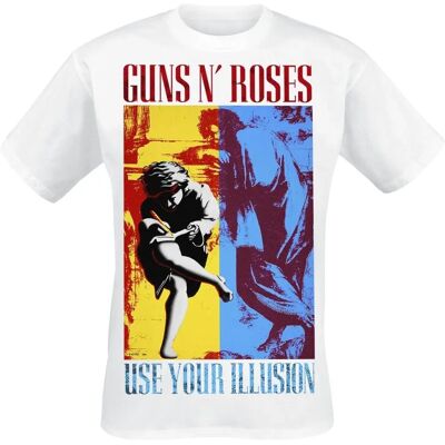 T-Shirt Blanc Guns N' Roses Use Your Illusion - Manches courtes - T-Shirt - Publicité T-Shirt Blanc Guns N' Roses Use Your Illusion - Manches courtes - T-Shirt - Publicité